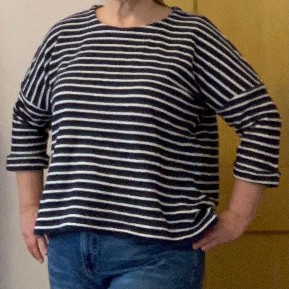 Coldwater Creek Top Nautical Stripe Cotton Popover Top Size 2X
